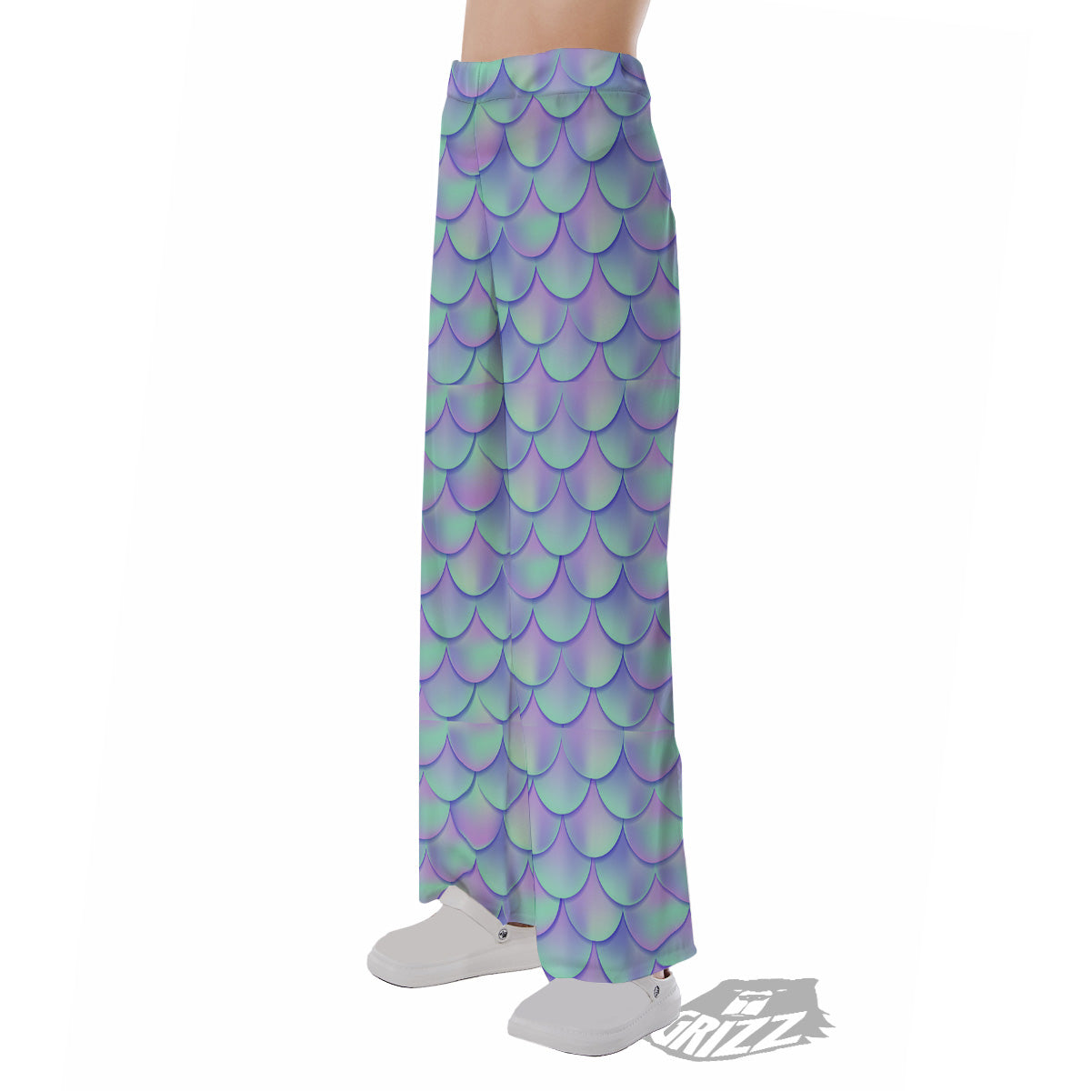 Holographic Mermaid Tail Print Pattern Pajama Pants-grizzshop