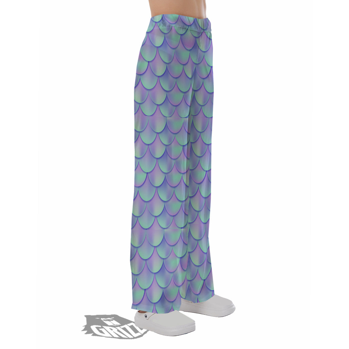 Holographic Mermaid Tail Print Pattern Pajama Pants-grizzshop