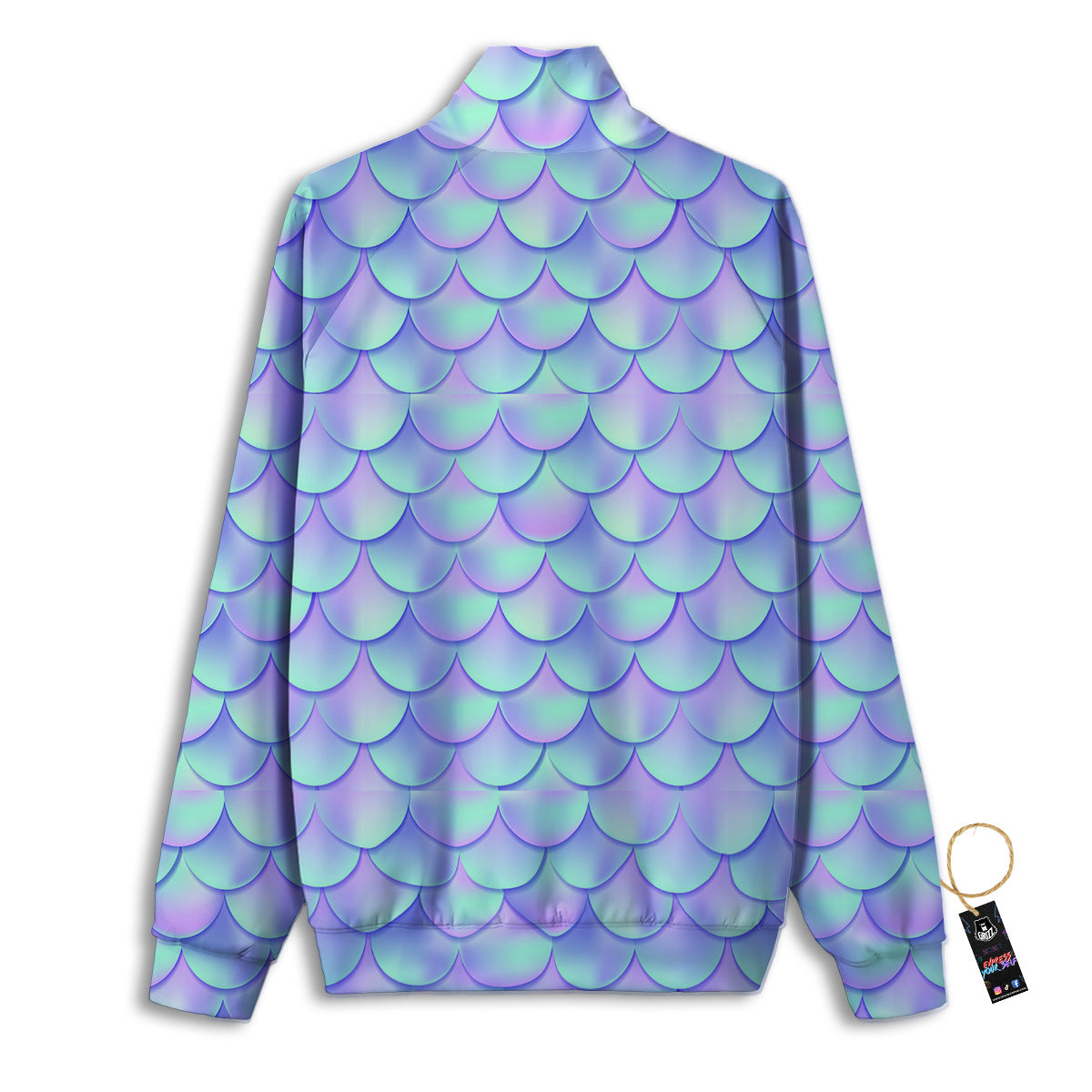 Holographic Mermaid Tail Print Pattern Track Jacket-grizzshop