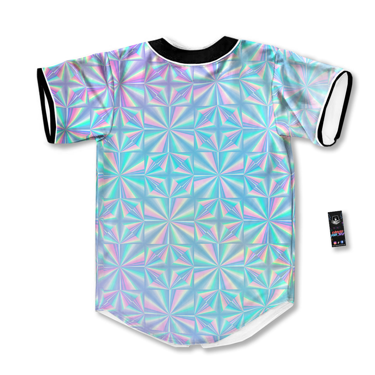 Holographic Paper Texture Print Baseball Jersey-grizzshop