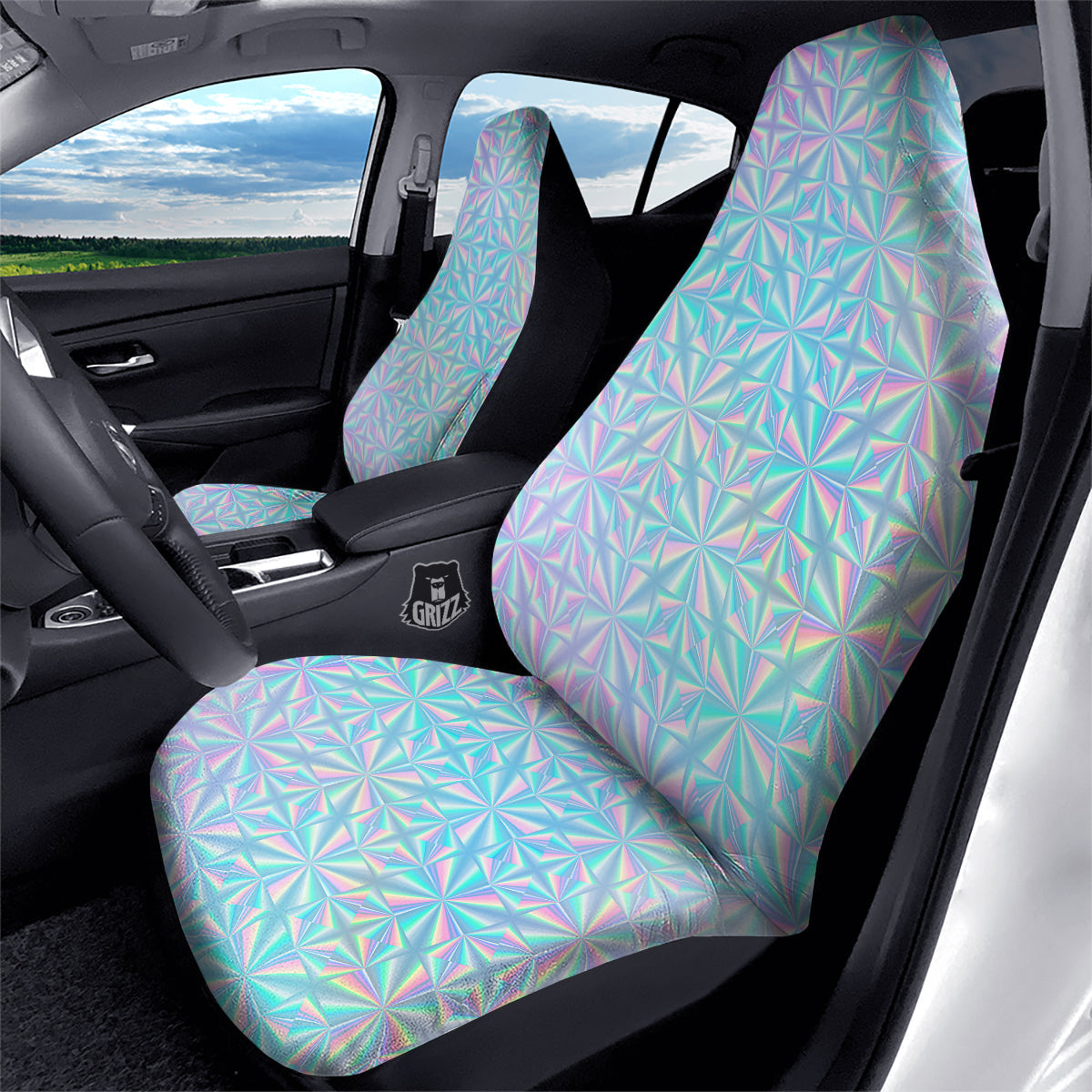 Holographic Paper Texture Print Car Seat Covers-grizzshop