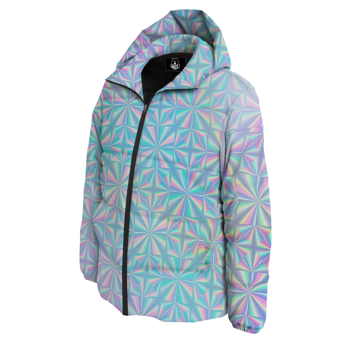 Holographic Paper Texture Print Down Jacket-grizzshop