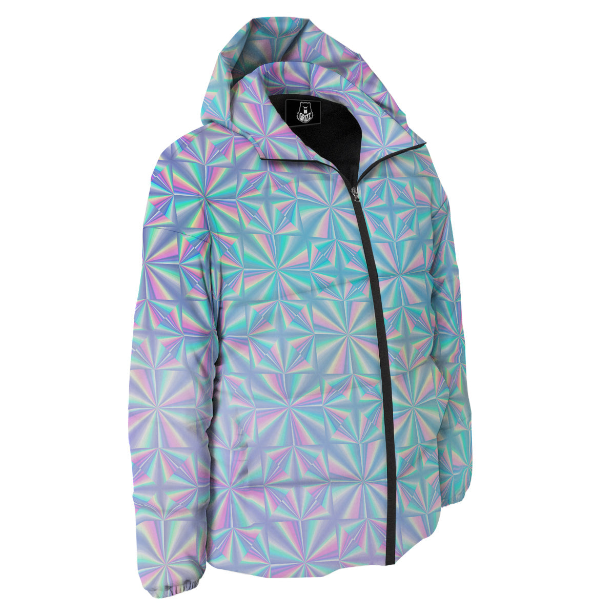 Holographic Paper Texture Print Down Jacket-grizzshop