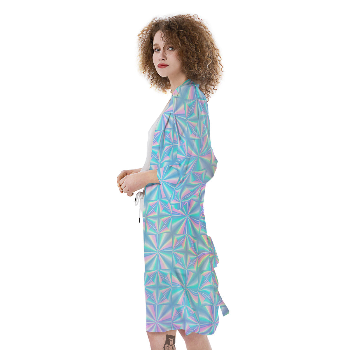 Holographic Paper Texture Print Kimono-grizzshop