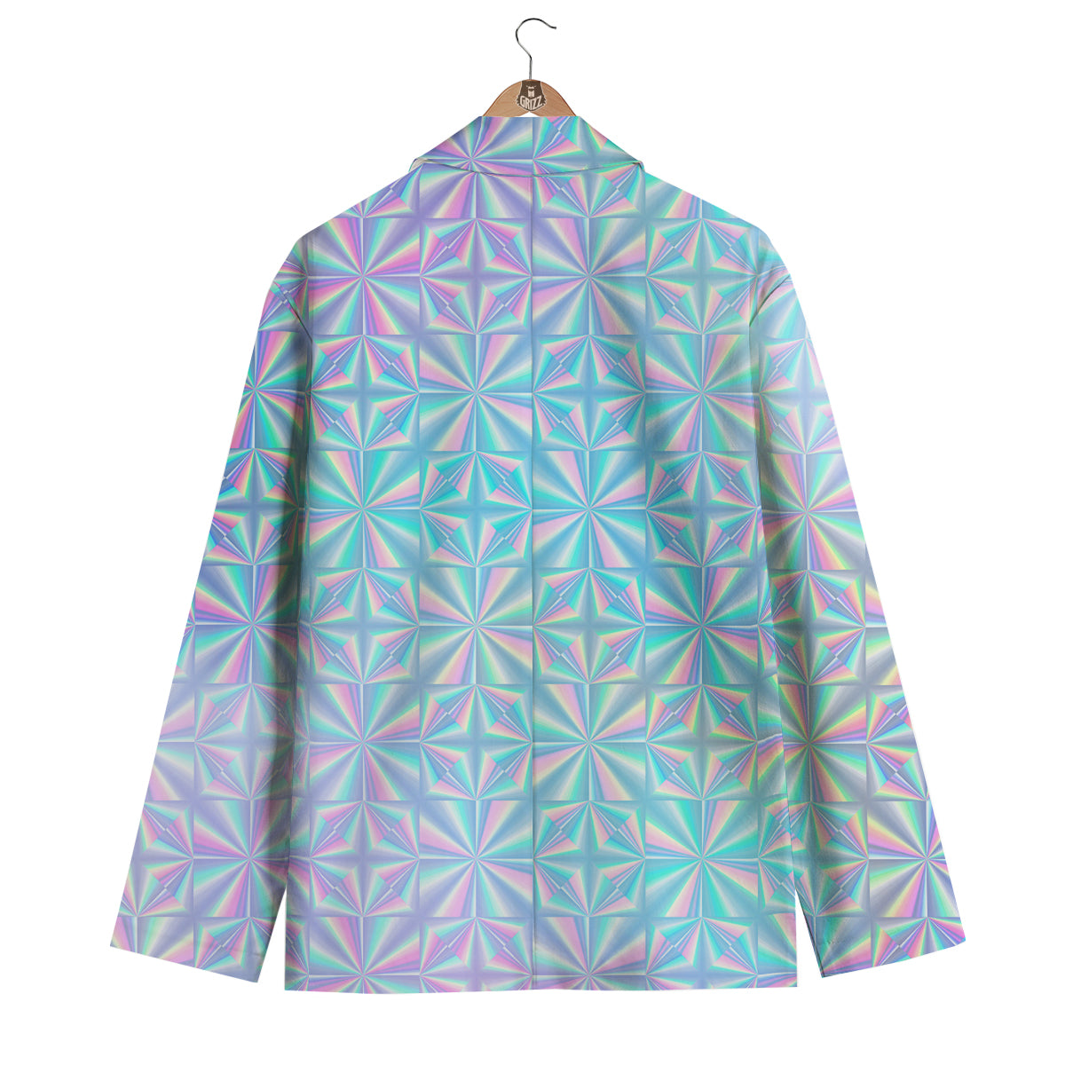 Holographic Paper Texture Print Men's Blazer-grizzshop