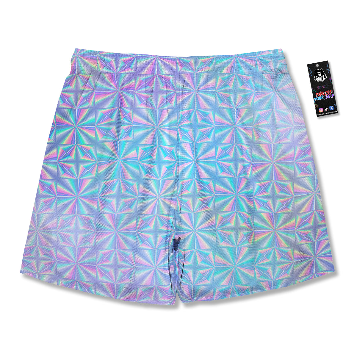 Holographic Paper Texture Print Men's Running Shorts-grizzshop