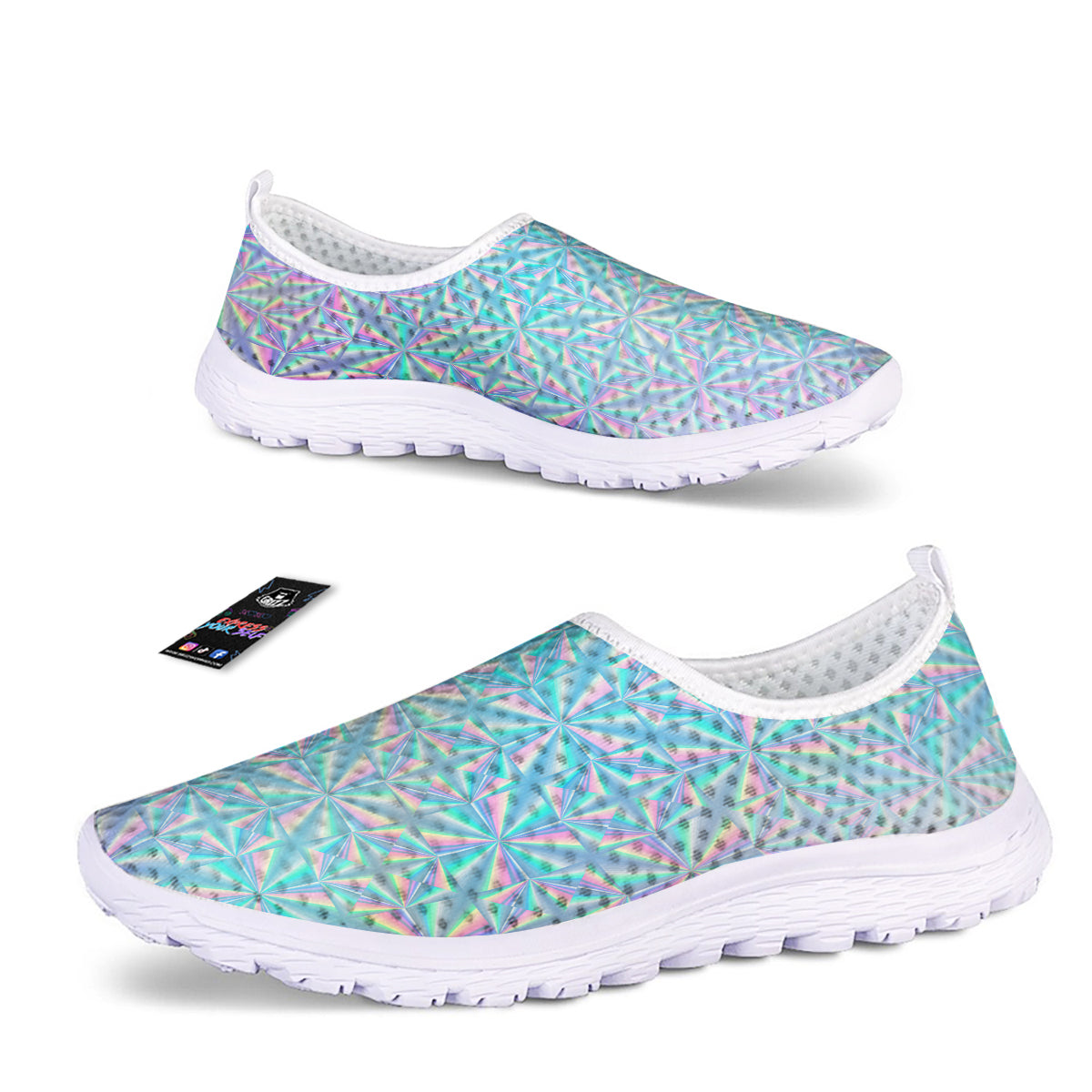 Holographic Paper Texture Print Nurse Shoes-grizzshop