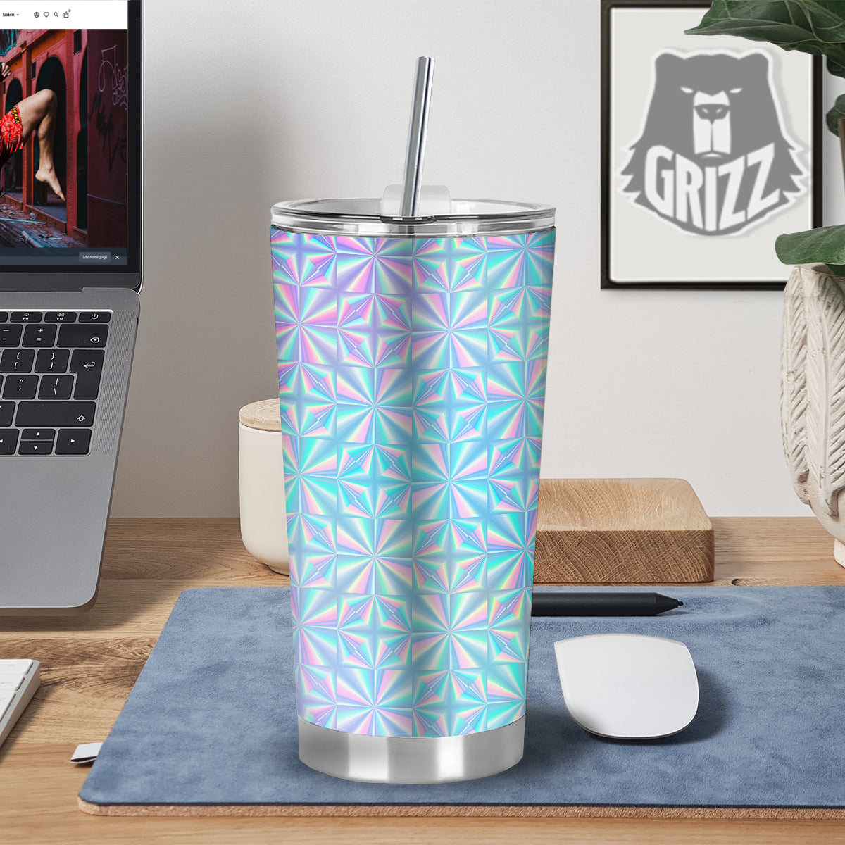 Holographic Paper Texture Print Tumbler-grizzshop