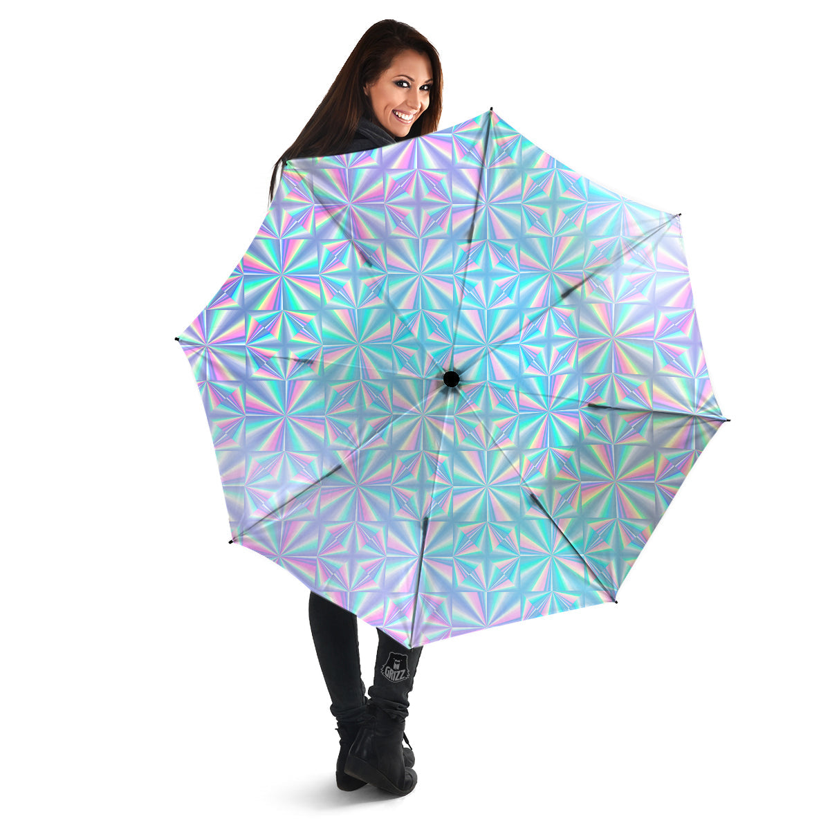 Holographic Paper Texture Print Umbrella-grizzshop