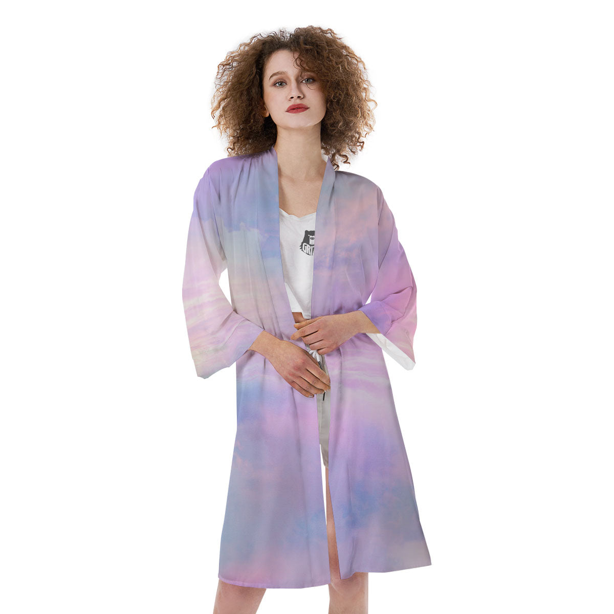 Holographic Pastel Print Kimono-grizzshop