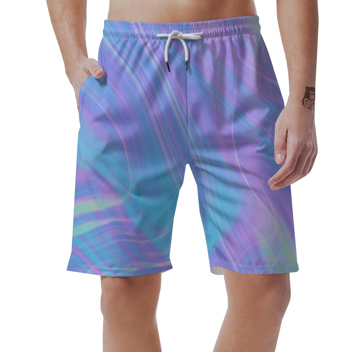 Holographic Print Men's Shorts-grizzshop