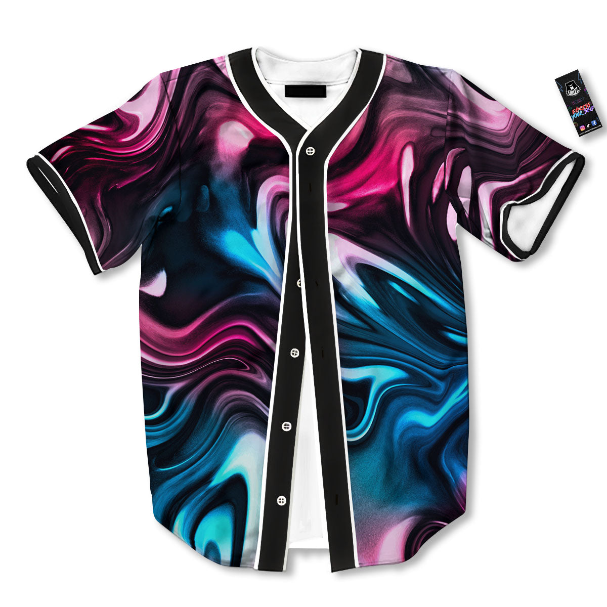 Holographic Psychedelic Print Pattern Baseball Jersey-grizzshop