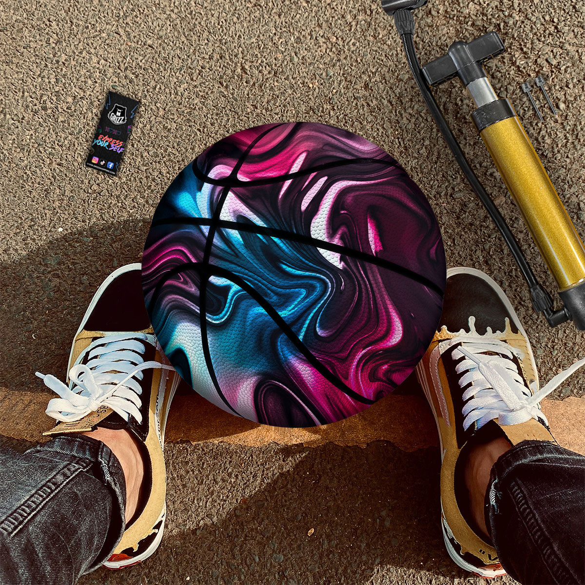 Holographic Psychedelic Print Pattern Basketball-grizzshop