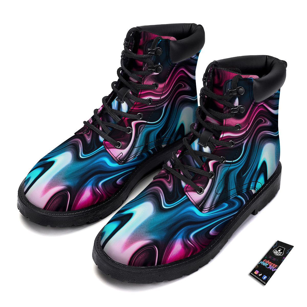 Holographic Psychedelic Print Pattern Boots-grizzshop