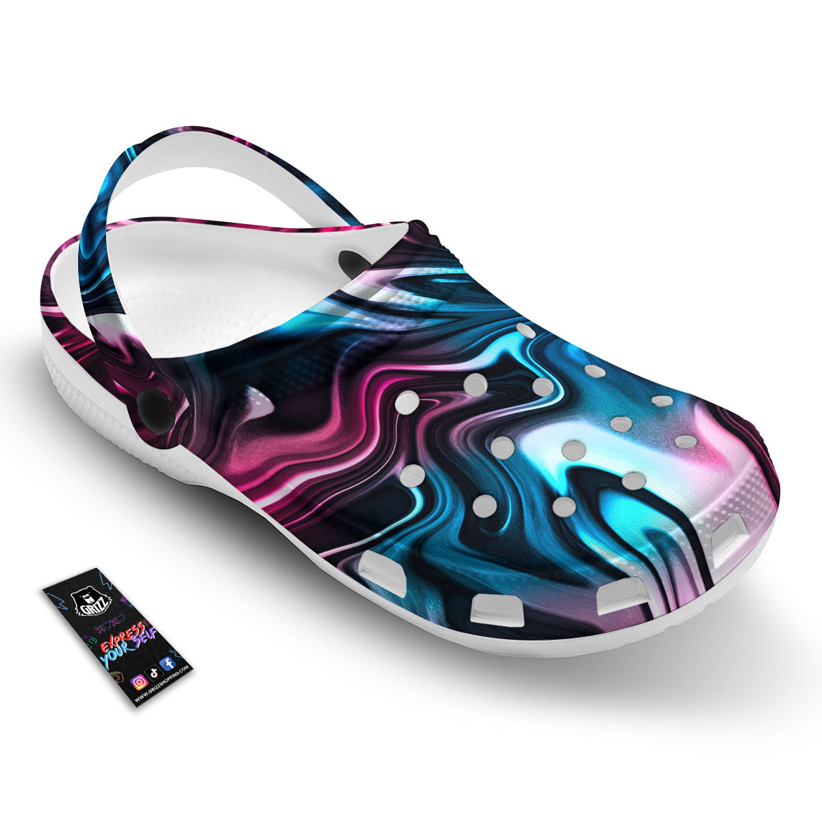Holographic Psychedelic Print Pattern Clog-grizzshop