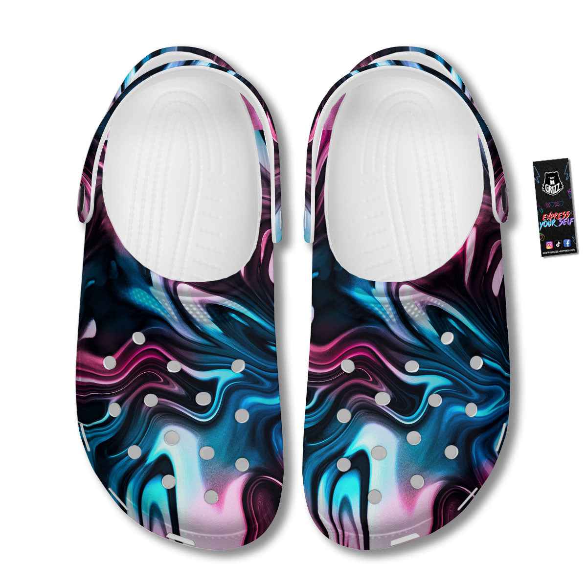 Holographic Psychedelic Print Pattern Clog-grizzshop