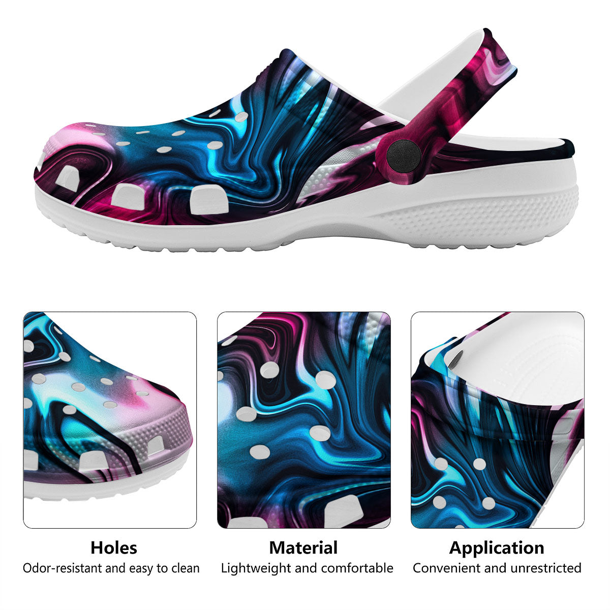 Holographic Psychedelic Print Pattern Clog-grizzshop