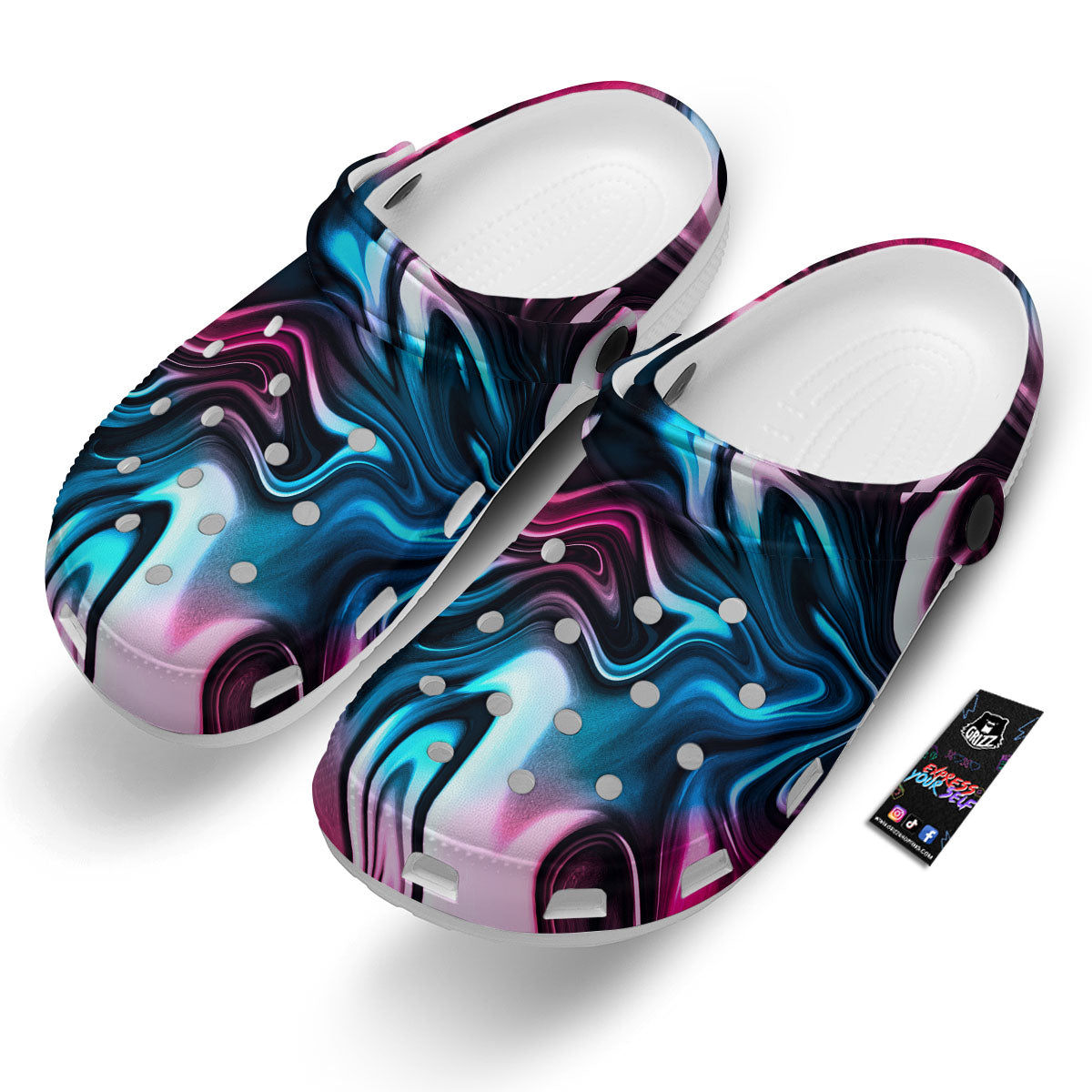 Holographic Psychedelic Print Pattern Clog-grizzshop