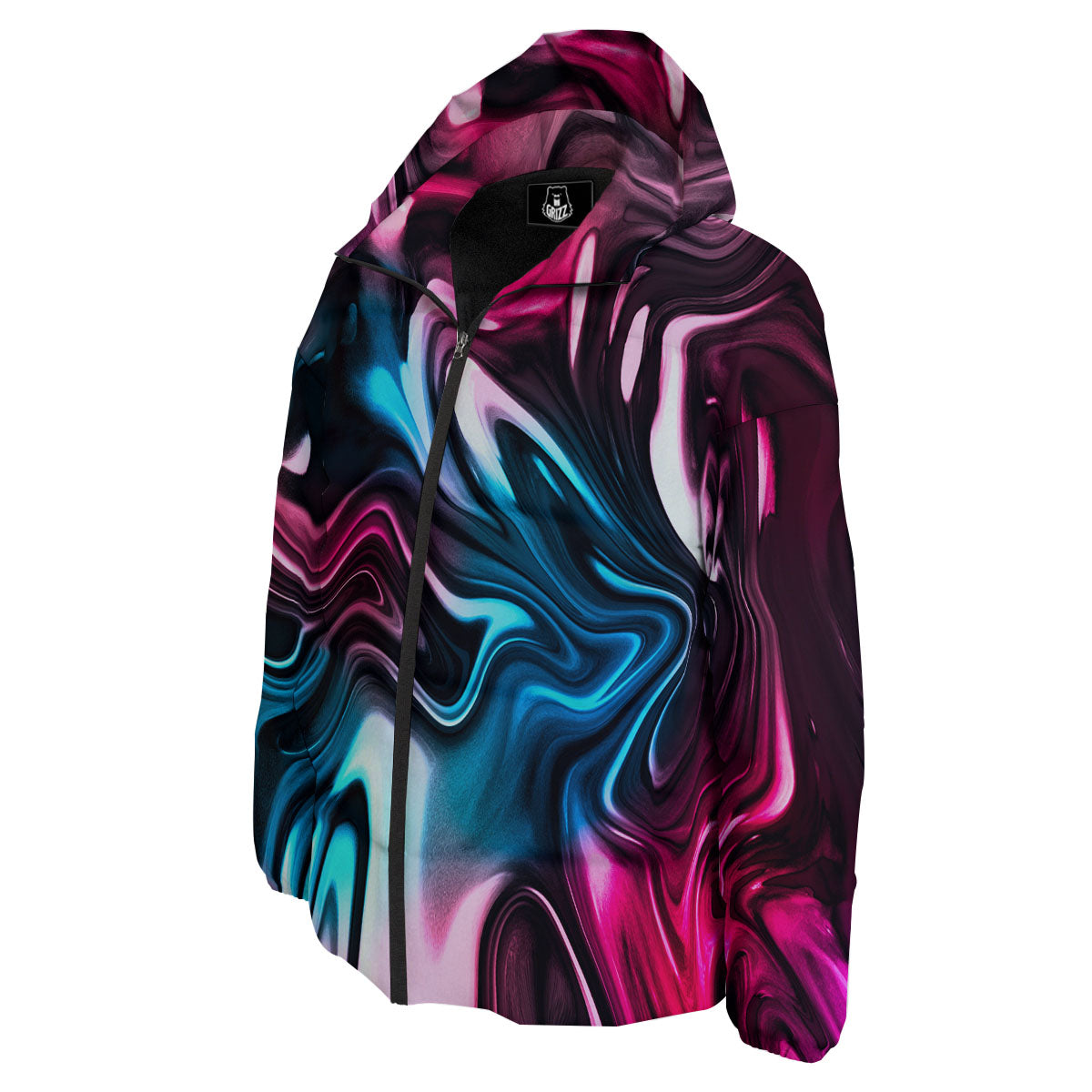 Holographic Psychedelic Print Pattern Down Jacket-grizzshop