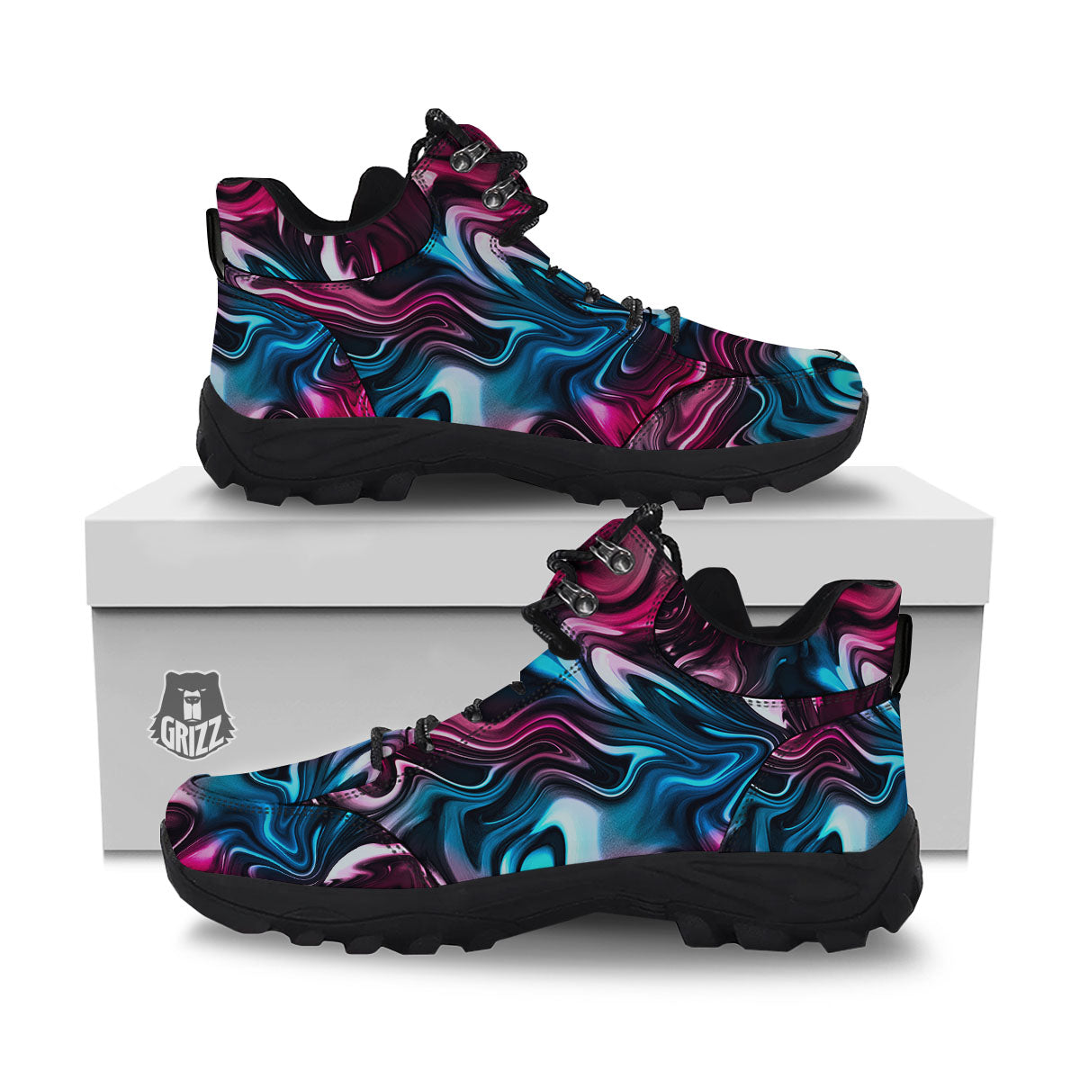 Holographic Psychedelic Print Pattern Hiking Shoes-grizzshop