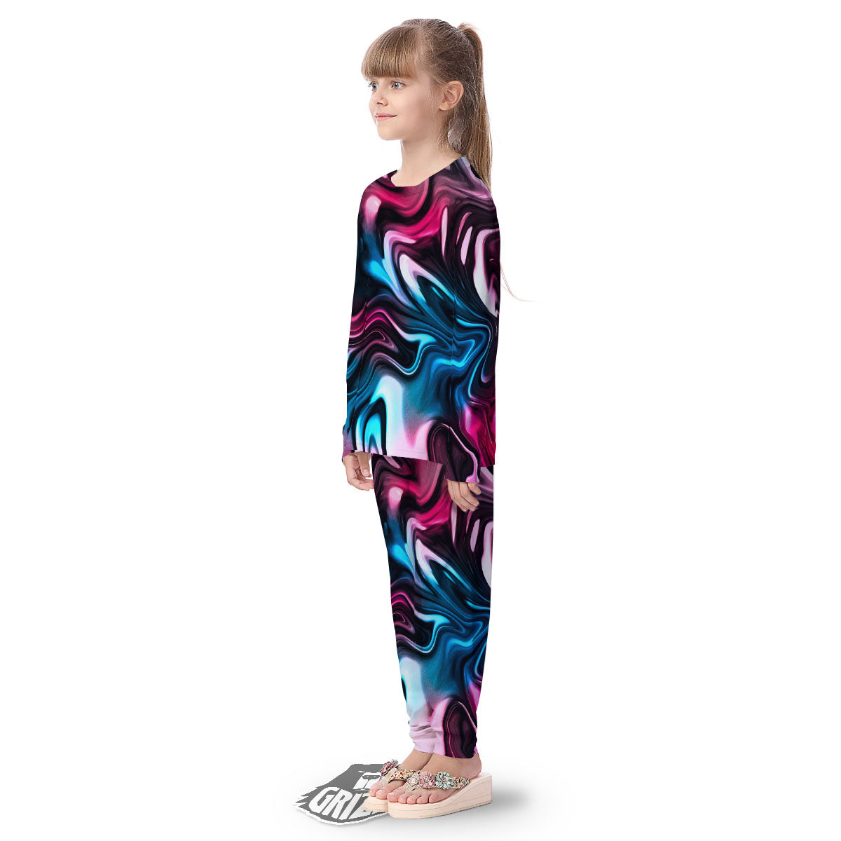Holographic Psychedelic Print Pattern Kid's Pajamas-grizzshop