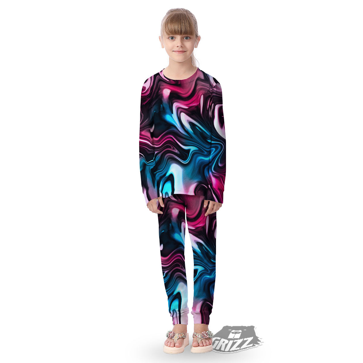 Holographic Psychedelic Print Pattern Kid's Pajamas-grizzshop