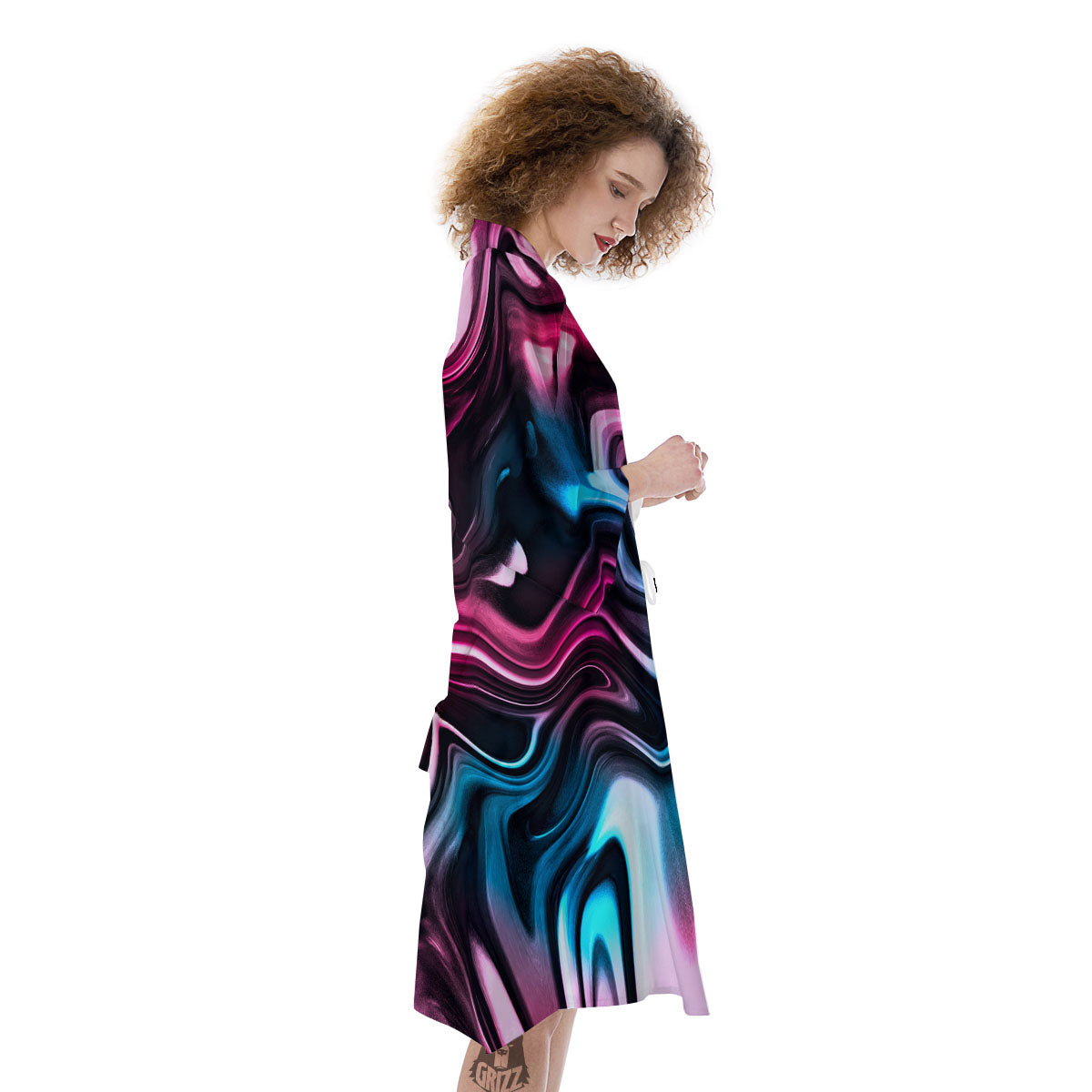 Holographic Psychedelic Print Pattern Kimono-grizzshop