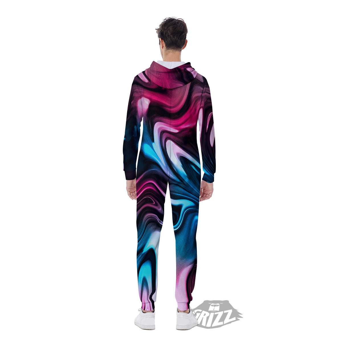 Holographic Psychedelic Print Pattern Men's Jumpsuit-grizzshop