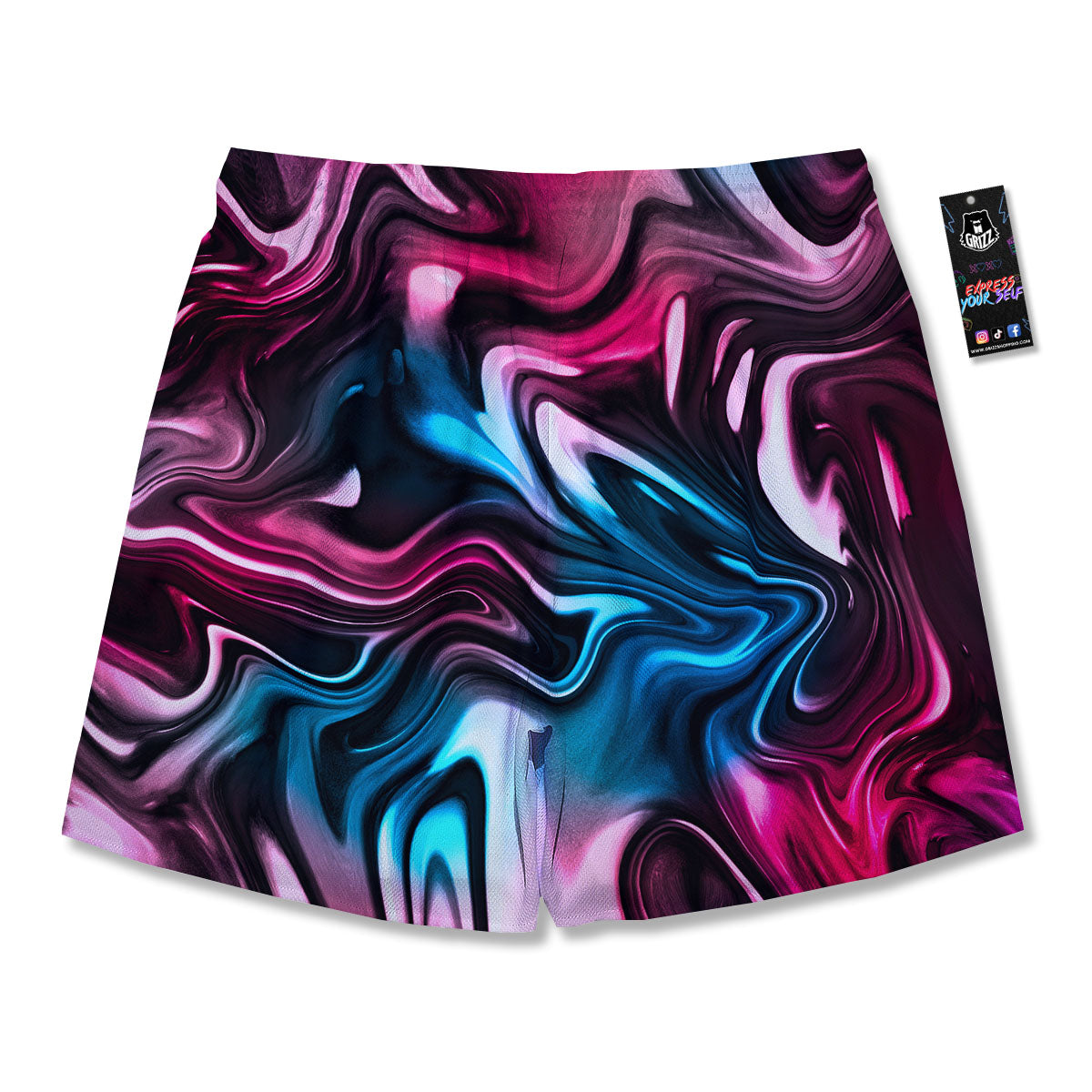 Holographic Psychedelic Print Pattern Men's Running Shorts-grizzshop