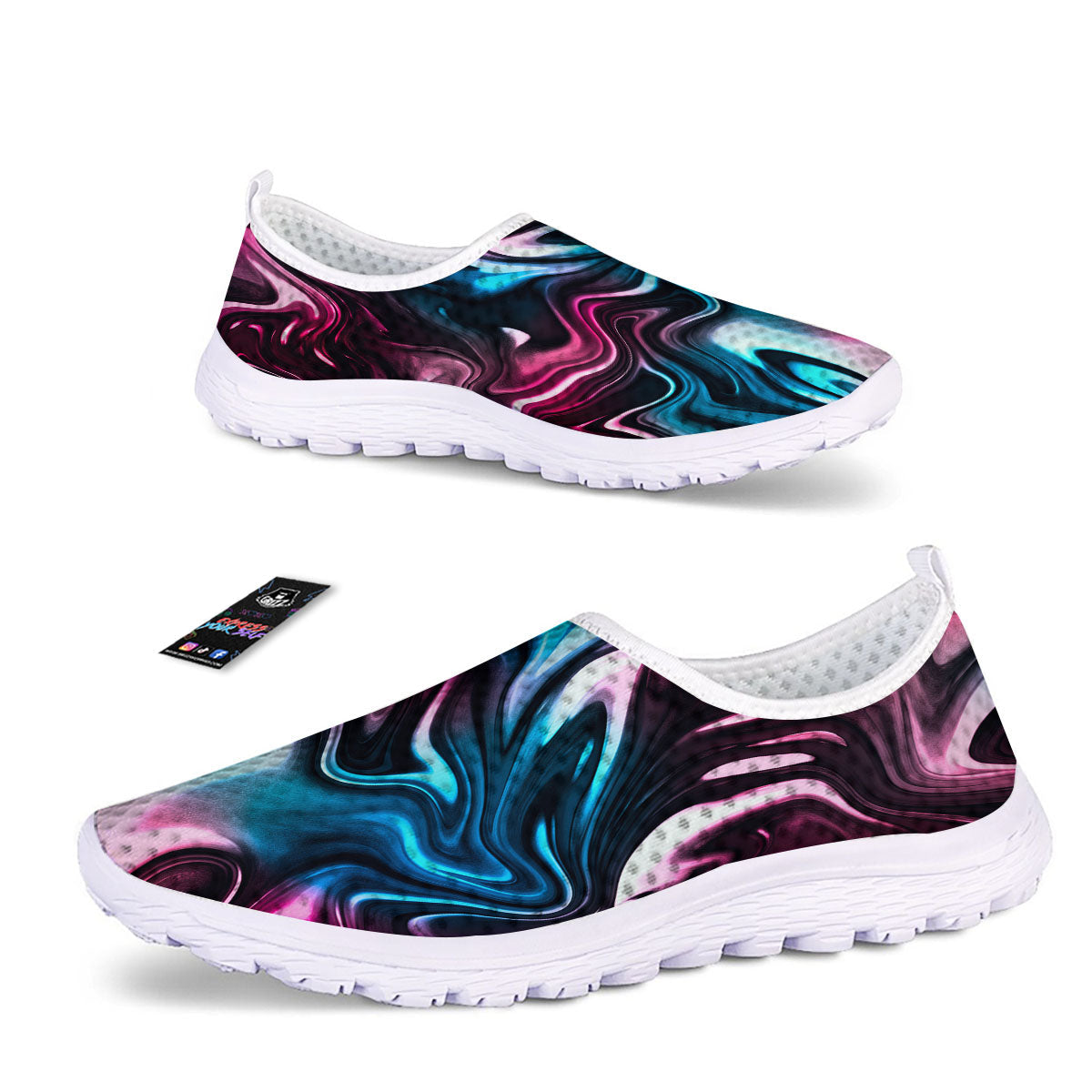 Holographic Psychedelic Print Pattern Nurse Shoes-grizzshop