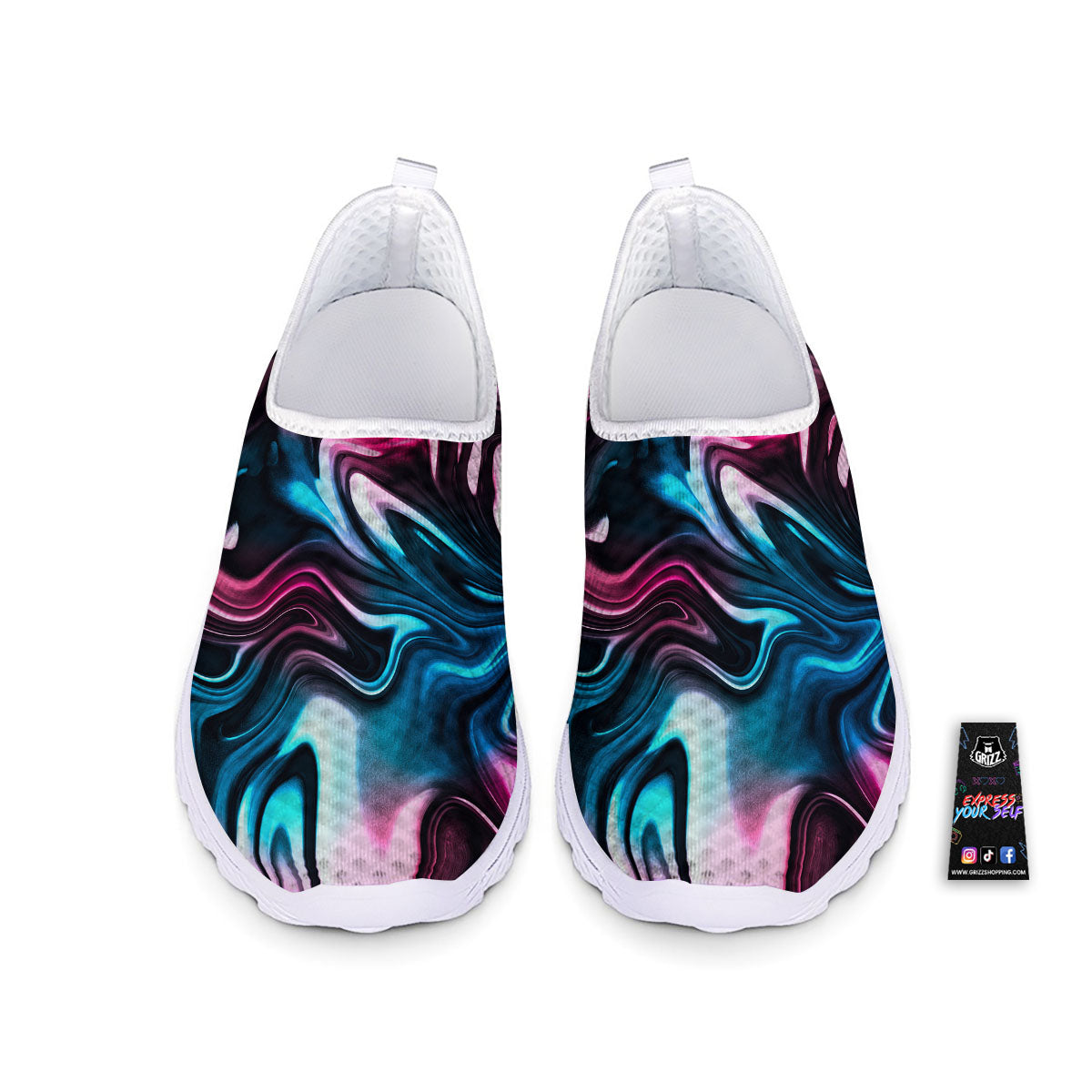 Holographic Psychedelic Print Pattern Nurse Shoes-grizzshop