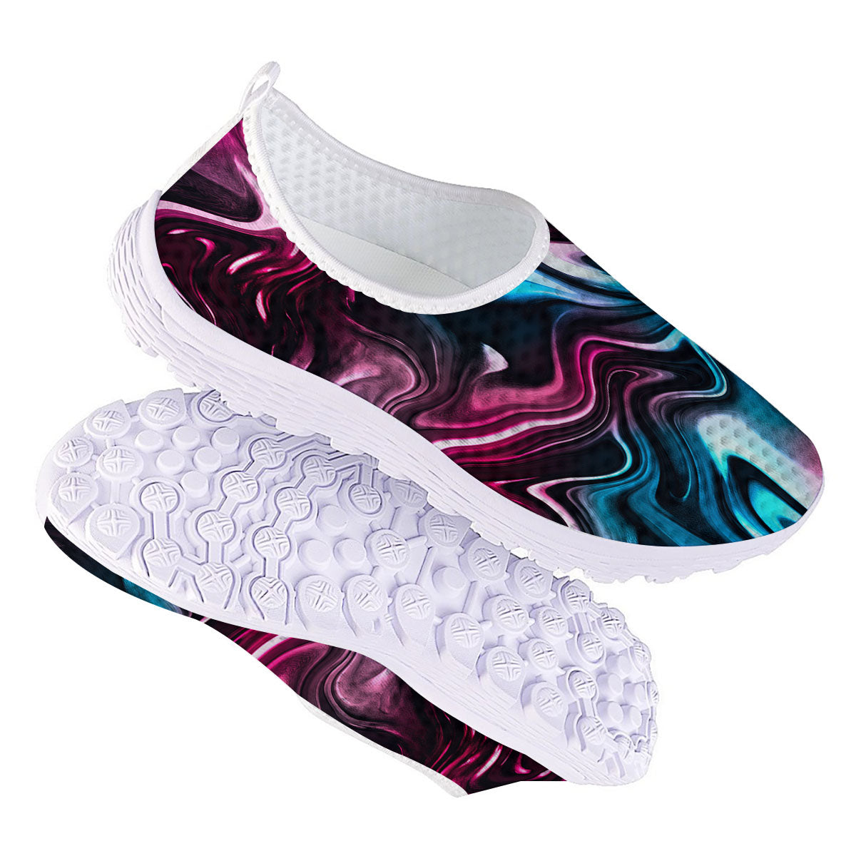 Holographic Psychedelic Print Pattern Nurse Shoes-grizzshop