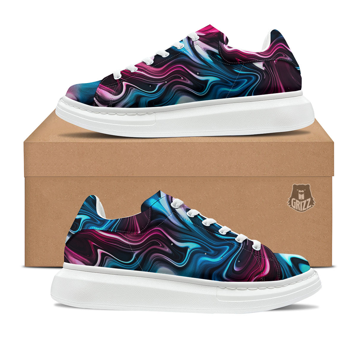 Holographic Psychedelic Print Pattern Platform Shoes-grizzshop