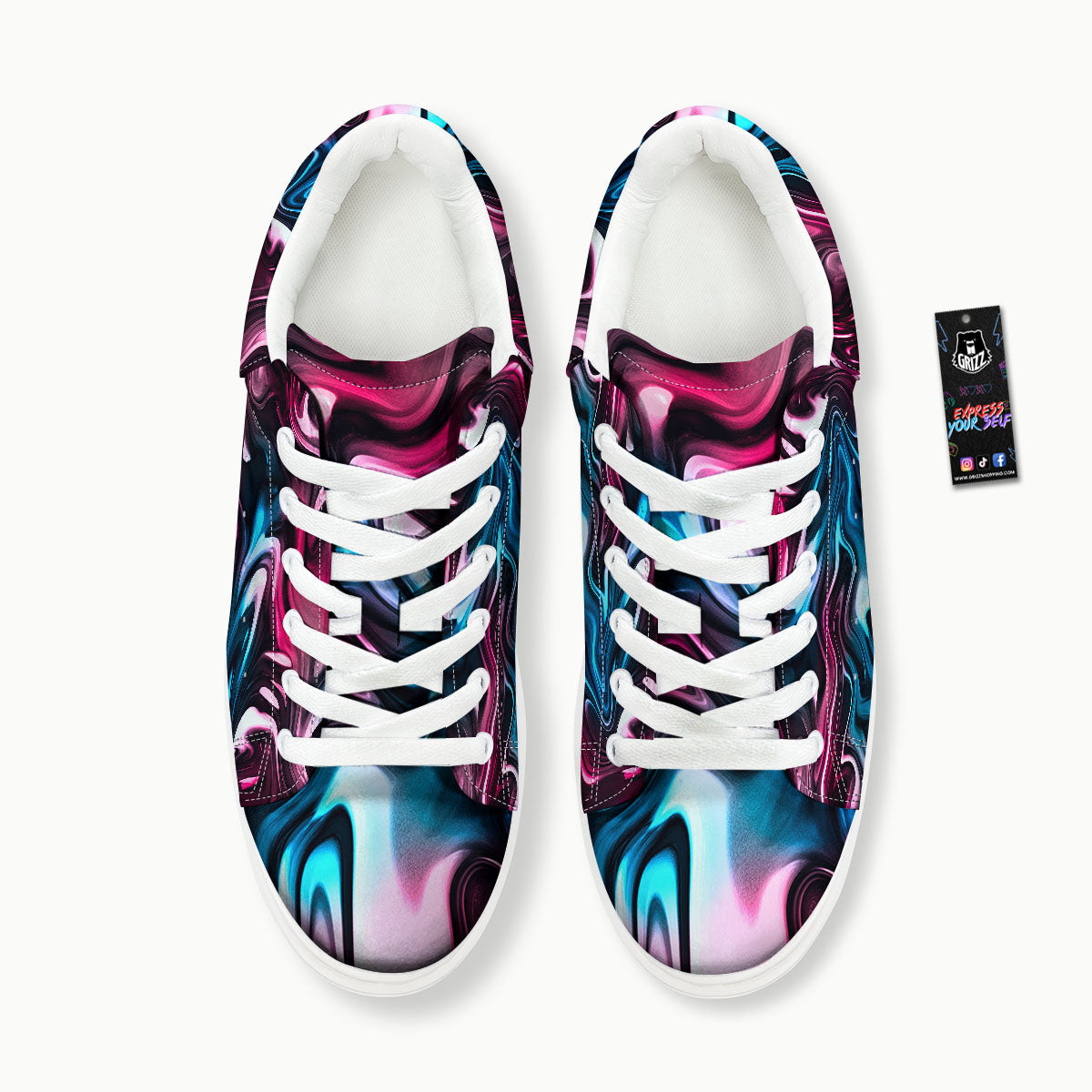 Holographic Psychedelic Print Pattern Platform Shoes-grizzshop