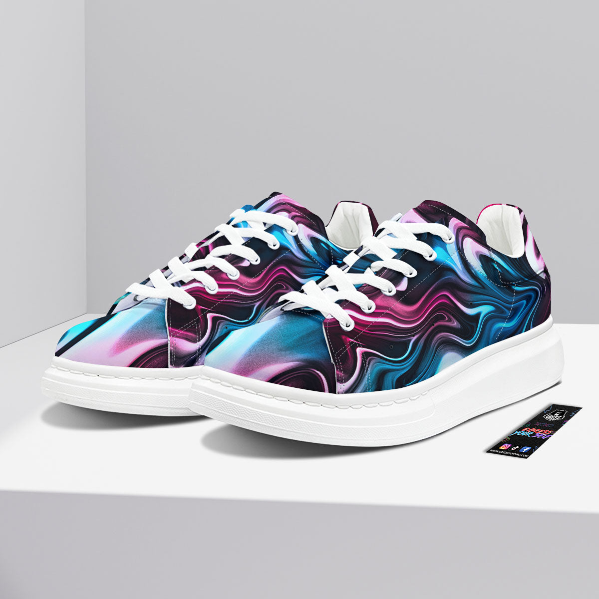Holographic Psychedelic Print Pattern Platform Shoes-grizzshop