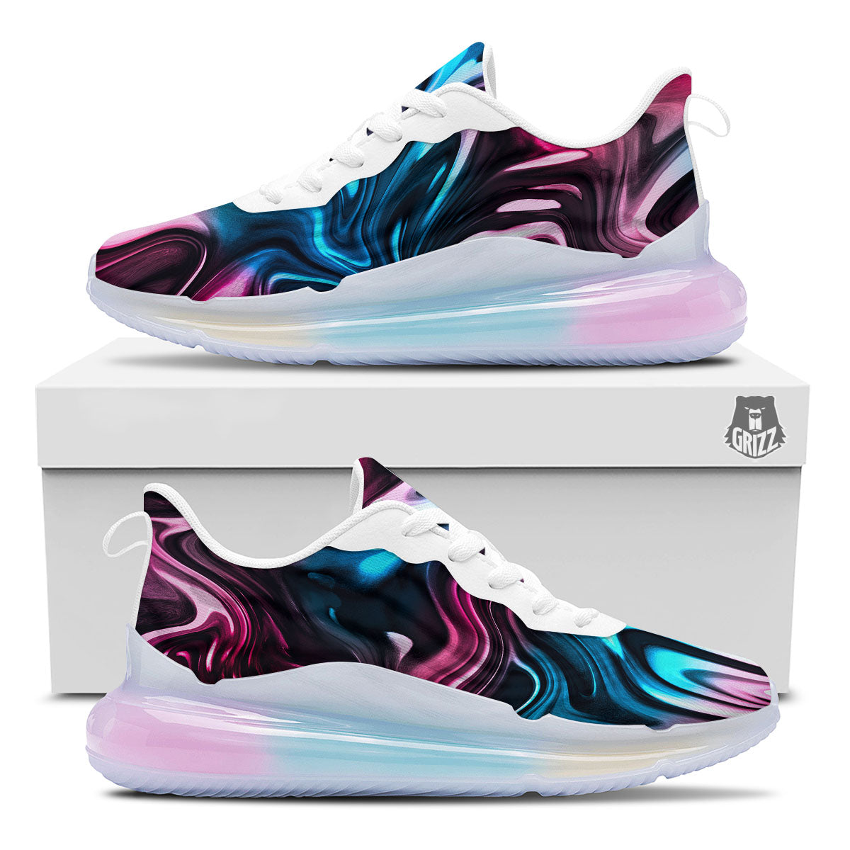 Holographic Psychedelic Print Pattern Running Sneakers-grizzshop