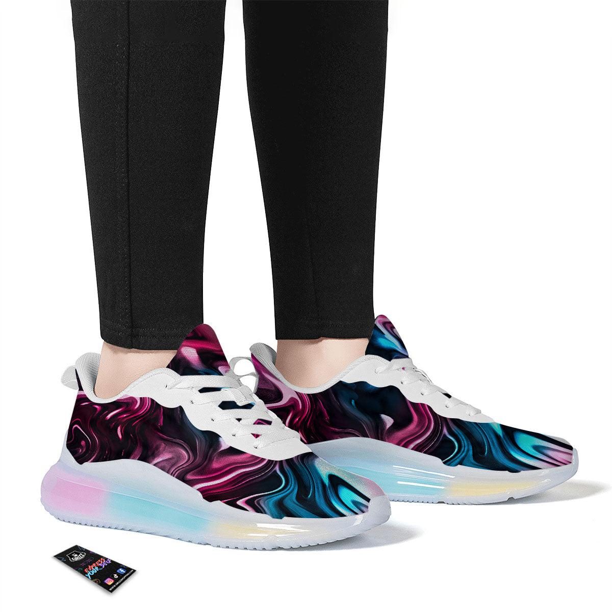 Holographic Psychedelic Print Pattern Running Sneakers-grizzshop
