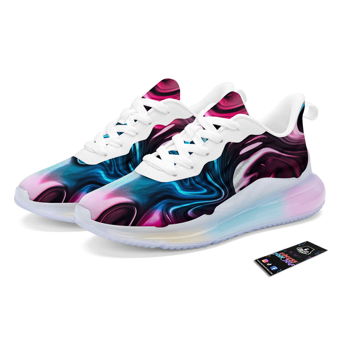 Holographic Psychedelic Print Pattern Running Sneakers-grizzshop