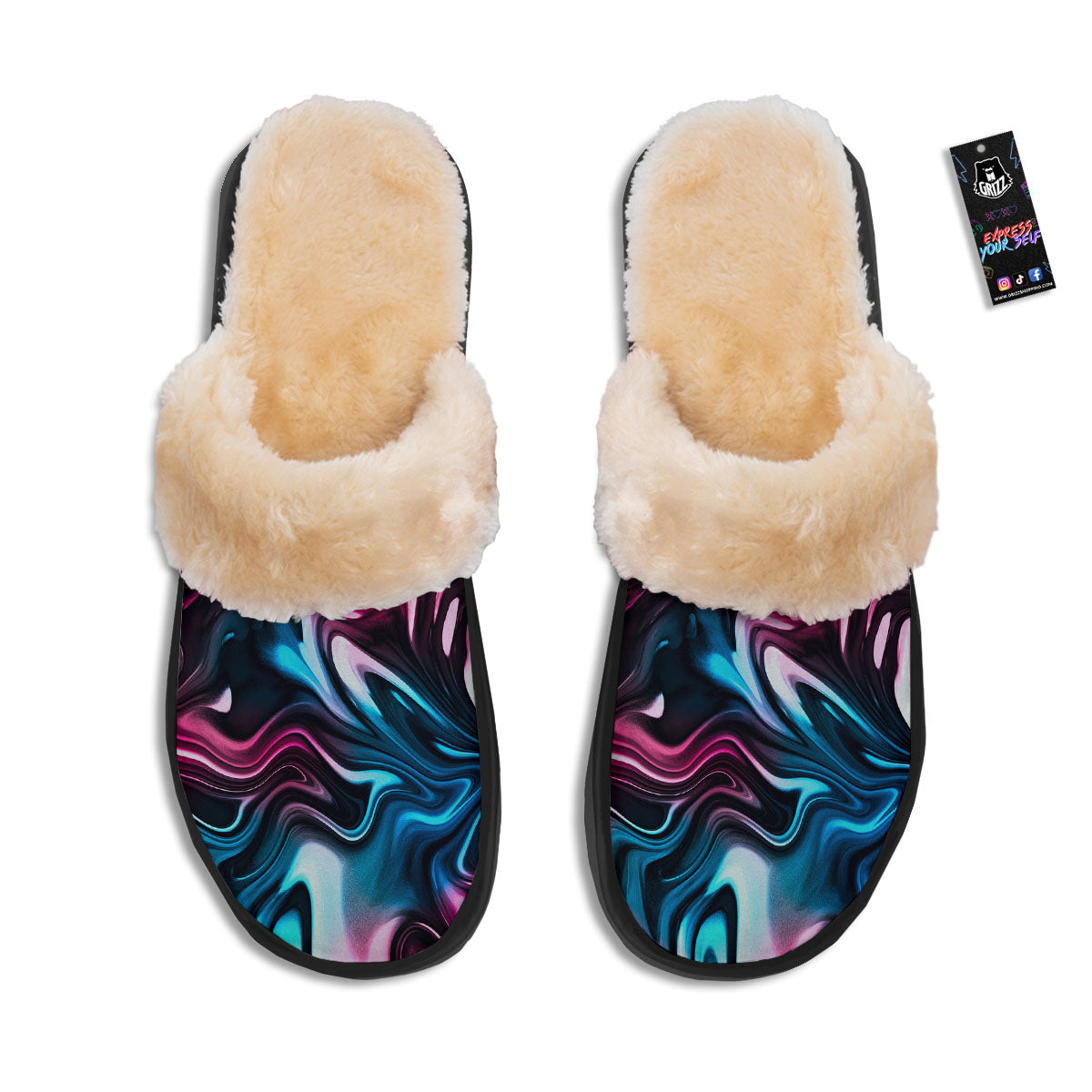Holographic Psychedelic Print Pattern Slippers-grizzshop