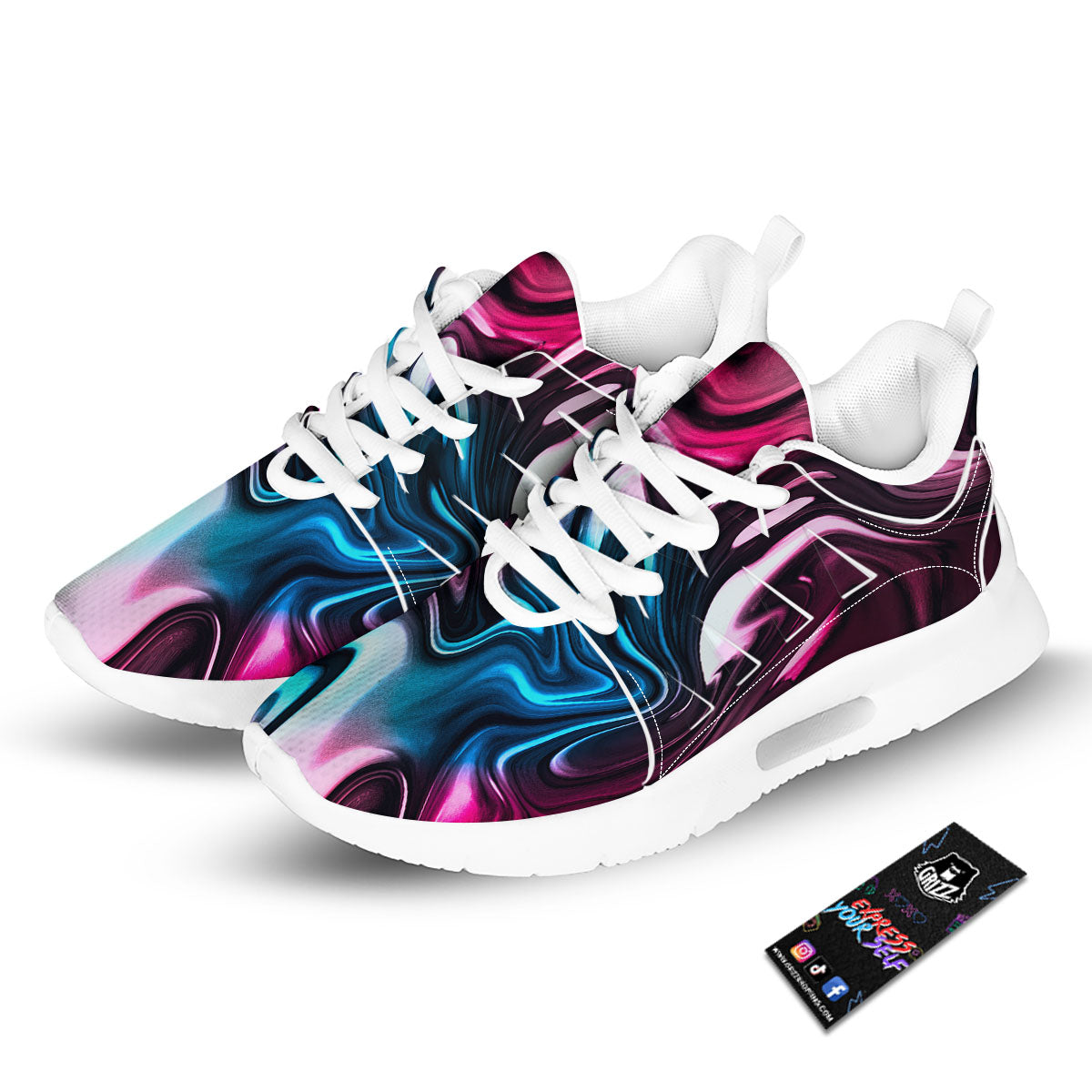 Holographic Psychedelic Print Pattern Tennis Shoes-grizzshop