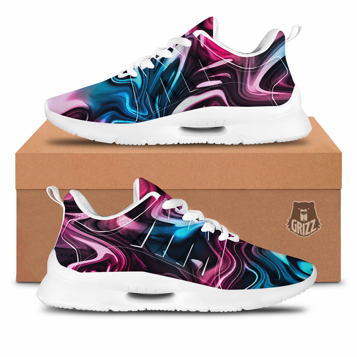 Holographic Psychedelic Print Pattern Tennis Shoes-grizzshop