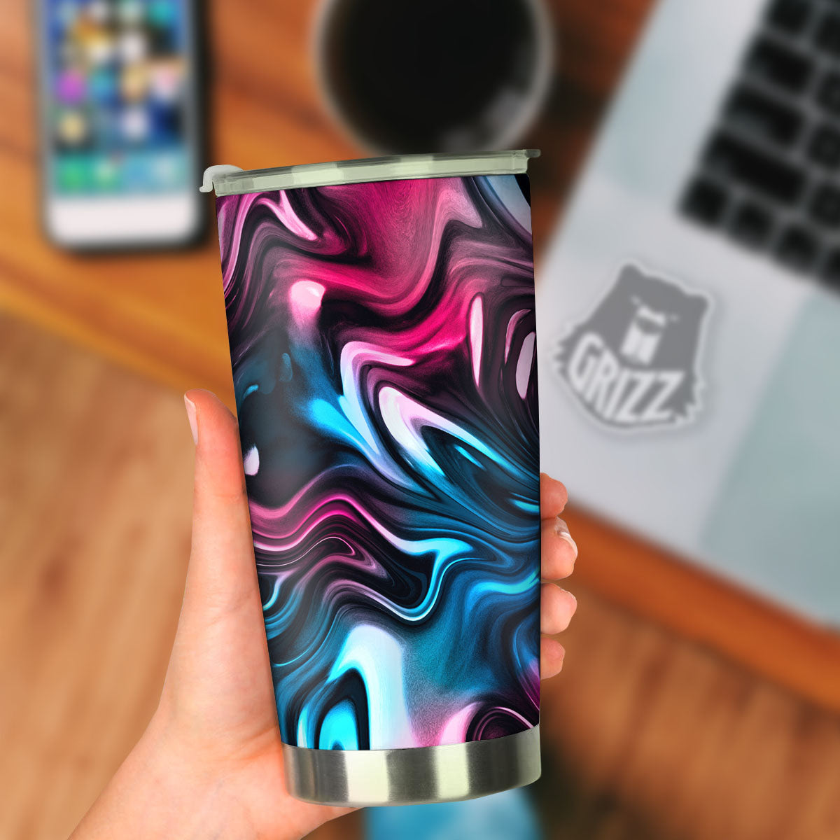 Holographic Psychedelic Print Pattern Tumbler-grizzshop