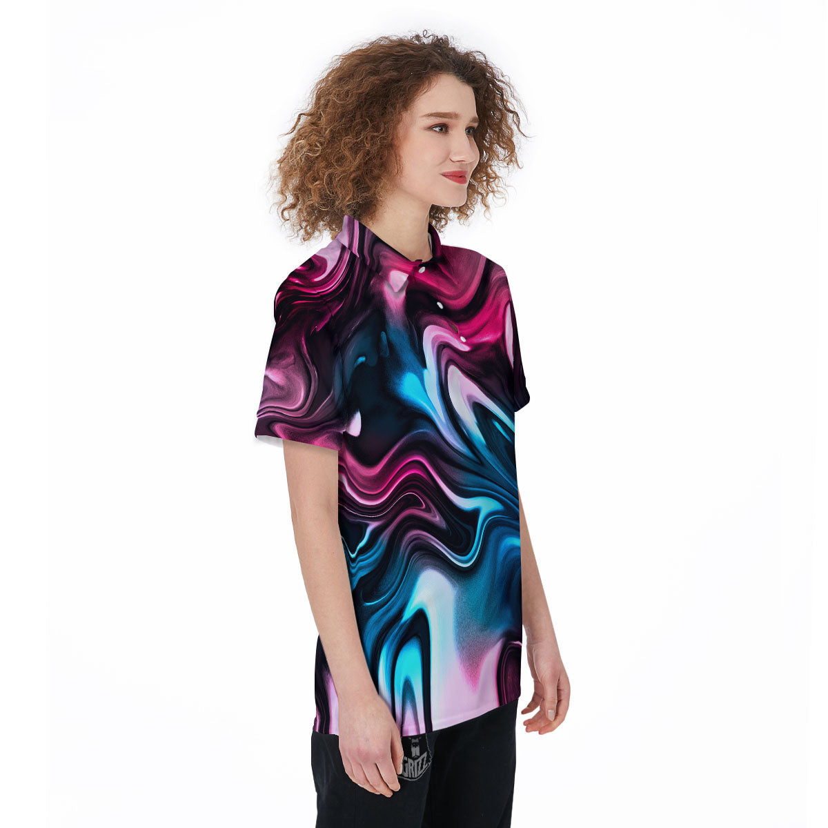 Holographic Psychedelic Print Pattern Women's Golf Shirts-grizzshop