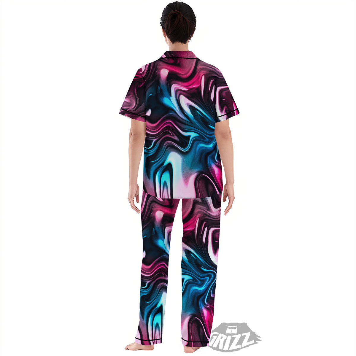 Holographic Psychedelic Print Pattern Women's Pajamas Set-grizzshop