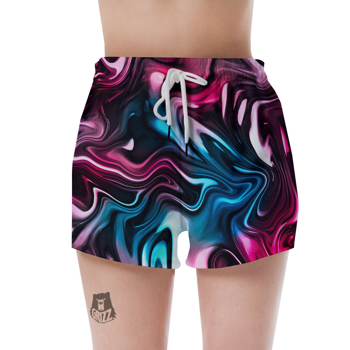 Holographic Psychedelic Print Pattern Women's Shorts-grizzshop