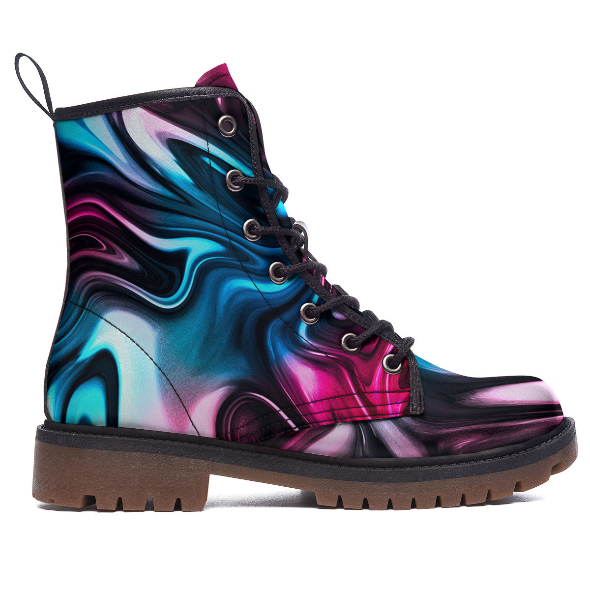 Holographic Psychedelic Print Pattern Work Boots-grizzshop