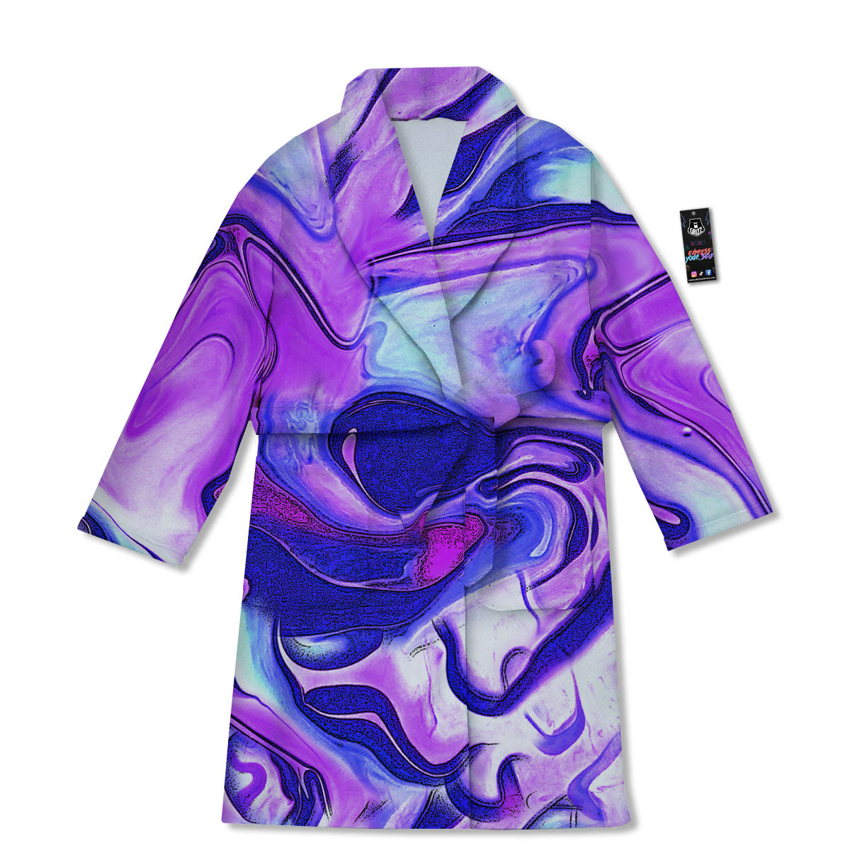 Holographic Purple Print Pattern Bathrobe-grizzshop