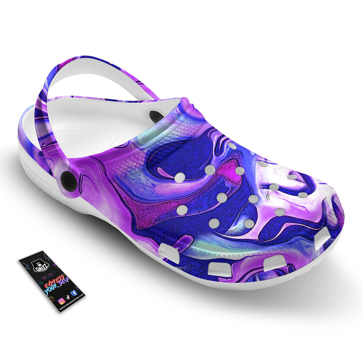 Holographic Purple Print Pattern Clog-grizzshop