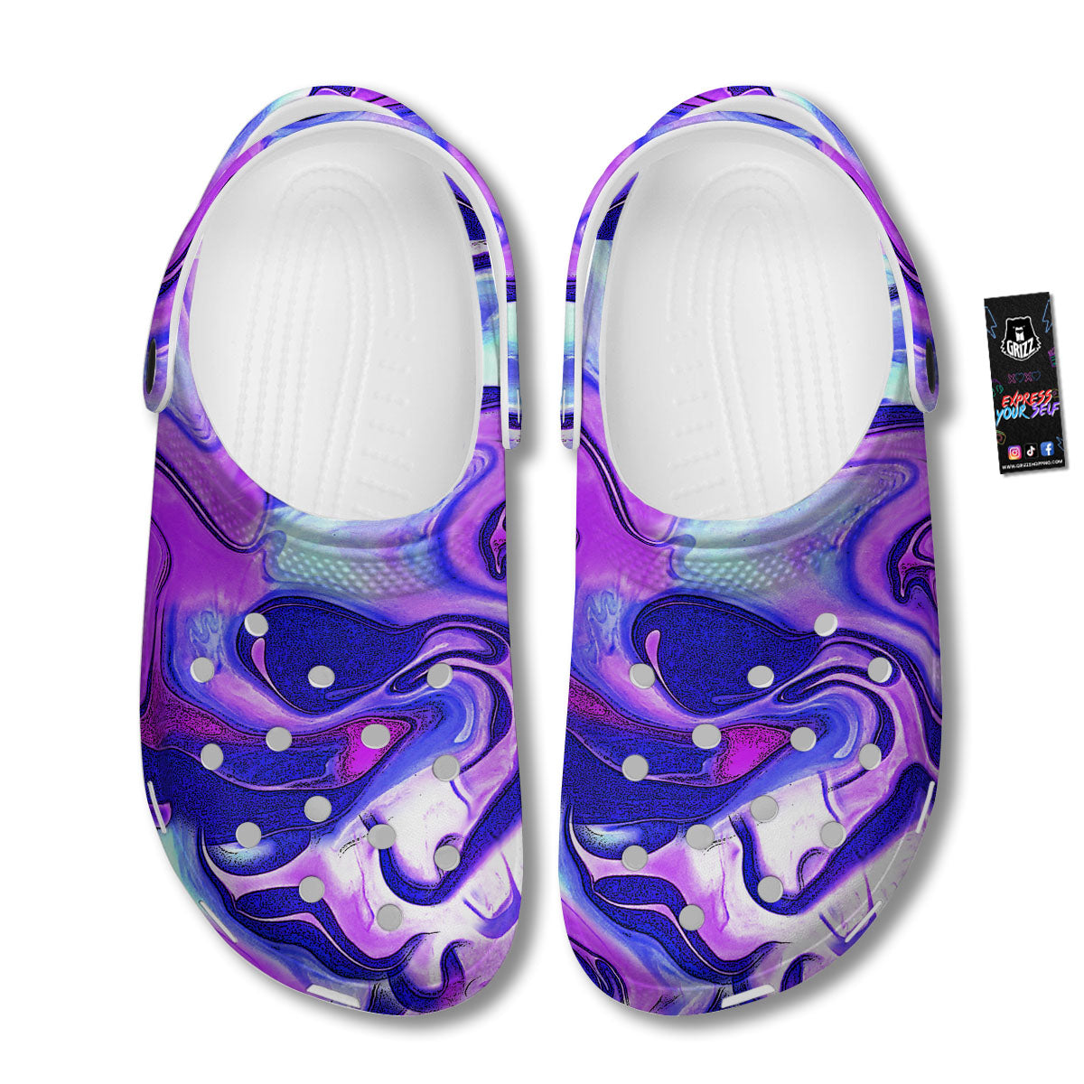 Holographic Purple Print Pattern Clog-grizzshop