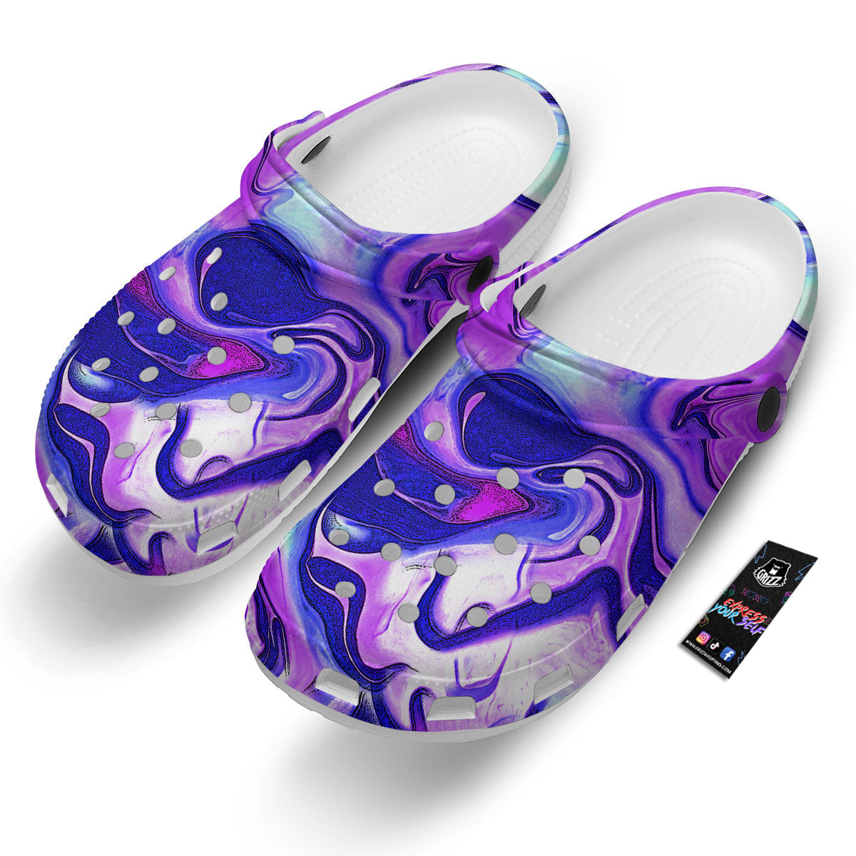 Holographic Purple Print Pattern Clog-grizzshop